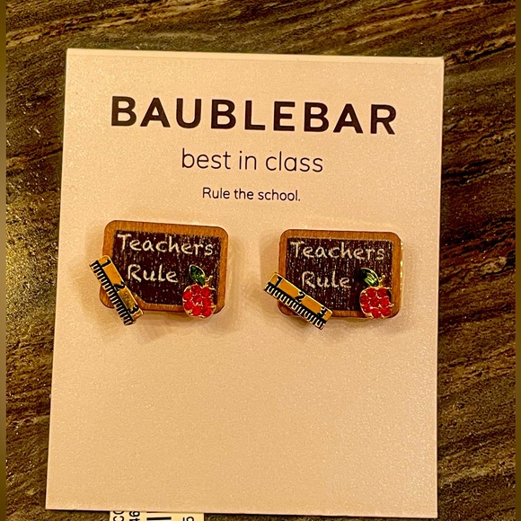 Baublebar Best In Class Teachers Rule The School Earrings - Picture 2 of 2